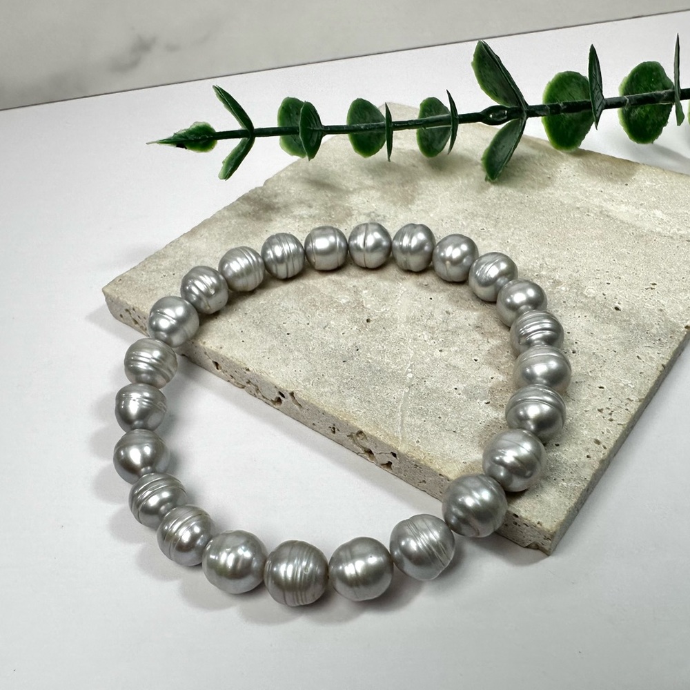 🩶Silver Freshwater Pearl Stretch Bracelet